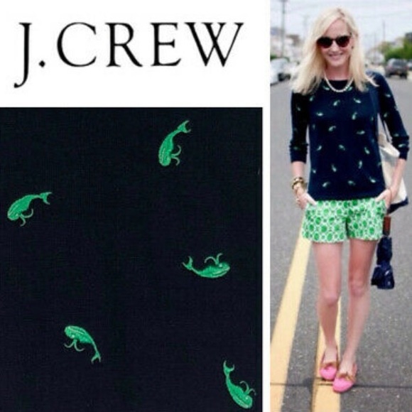 J. Crew Sweaters - J.Crew Navy Tippi Linen Whale Embroidered Sweater